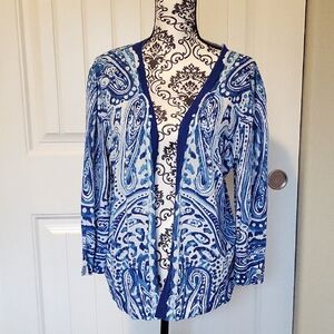 Women's Blue Paisley Cardigan